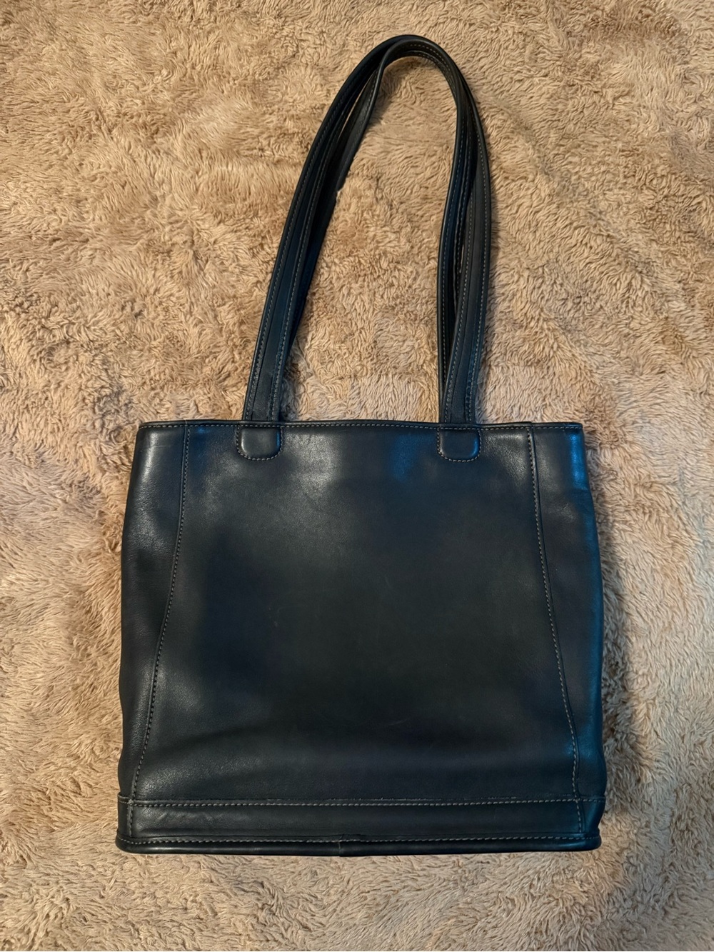 Coach Vintage Black Leather Double-Handle Tote